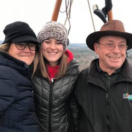 family on hot air balloon