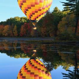 hot air balloon over water